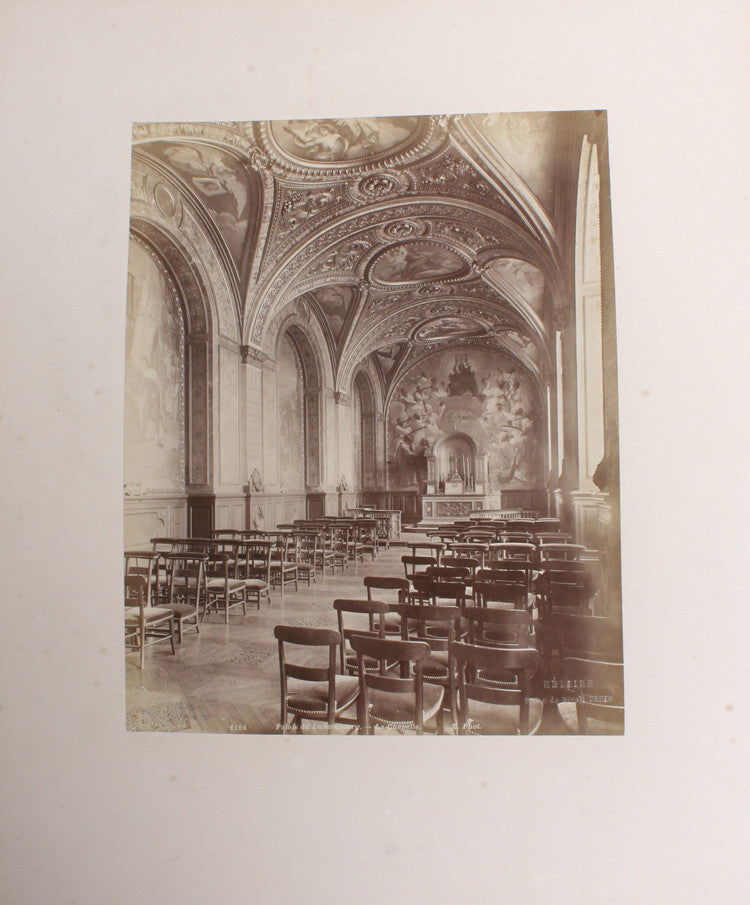 8X11 ALBUMEN OF LUXEMBOURG PALACE CHAPEL INTERIOR W/ STUNNING FRESCO