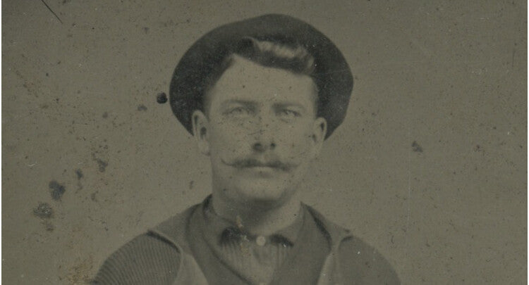 MAN W/ SHORT COAT, MATCHING VEST + HAT, TINTYPE 1/6 PLATE
