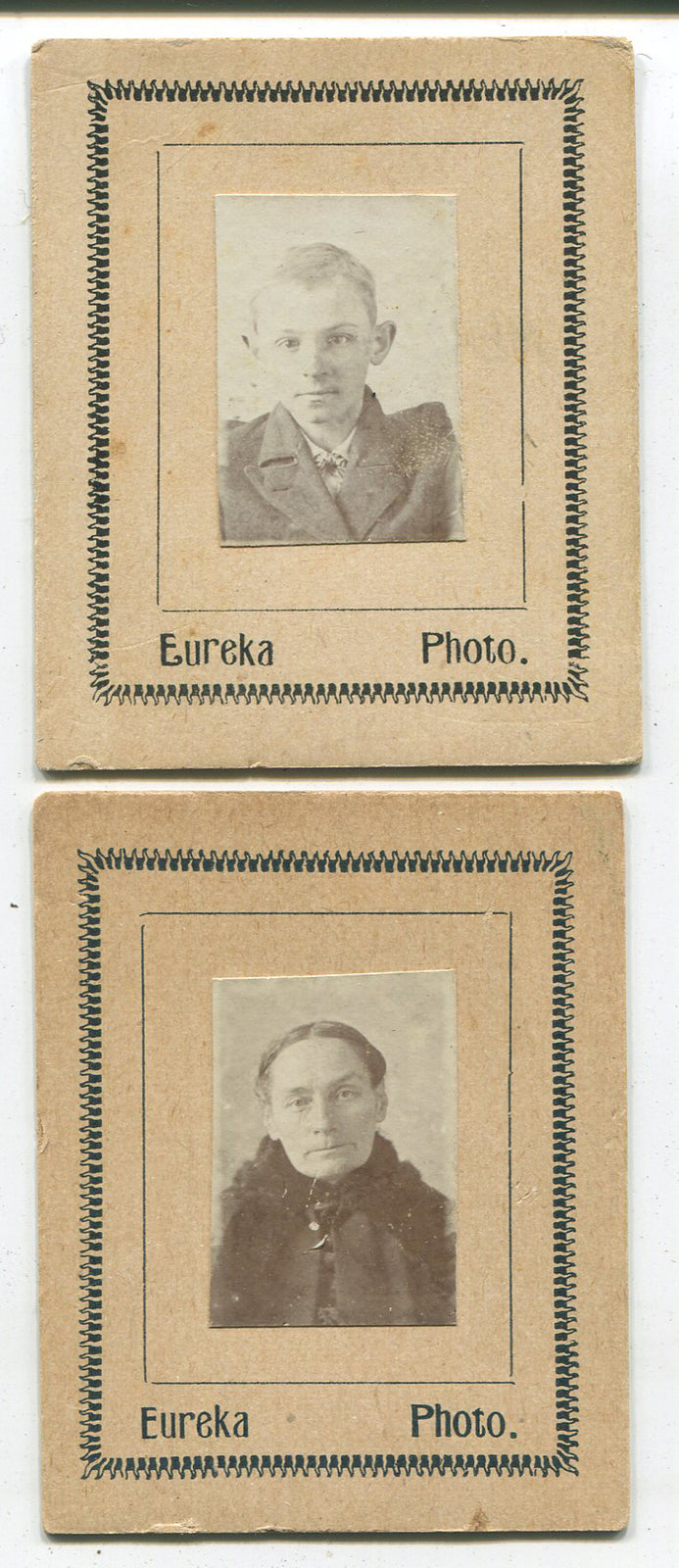 YOUNG BOY WITH BIG EARS AND DISAPPOINTED GRAND MOTHER. 2 SET B W. 1900.