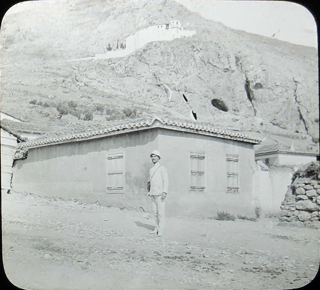 SCENE FROM ARGOS, GREECE, ANTIQUE PHOTO ON GLASS