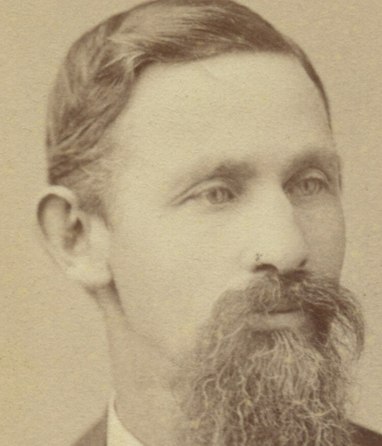 CDV STUDIO PORTRAIT MAN W/ WIRY MUSTACHE + BEARD BY SARONY