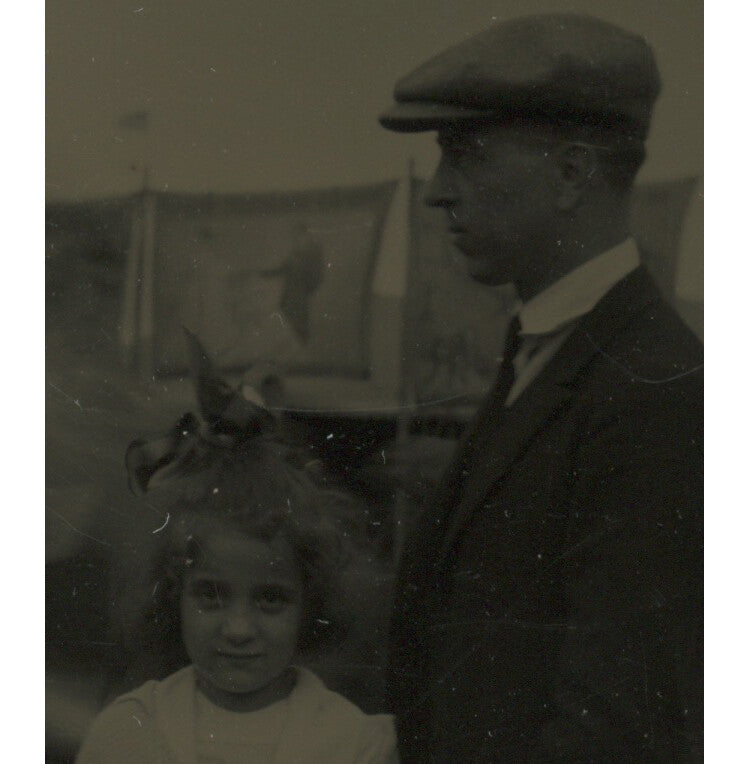 FATHER + DAUGHTER COUNTY FAIR 1921, 1/6 PLATE TINTYPE