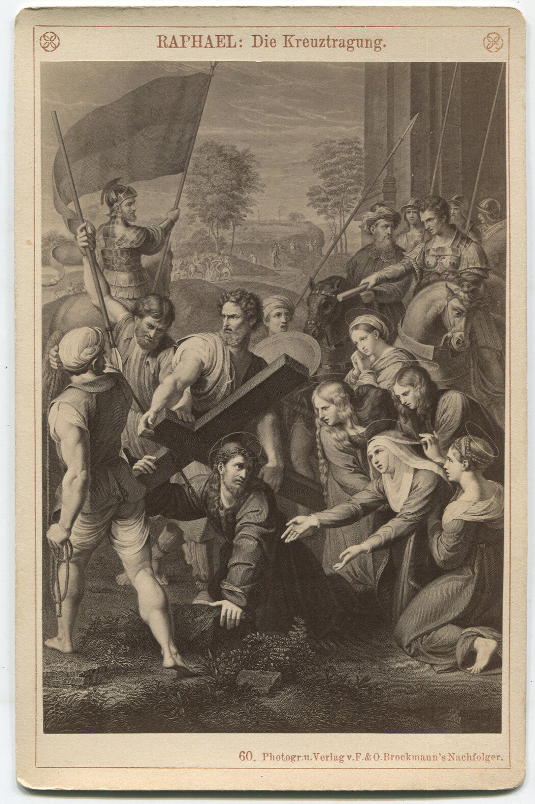 Vintage Cabinet Card Photo: Christ Carrying the Cross | Religious Art, Devotional Image, Wall Art