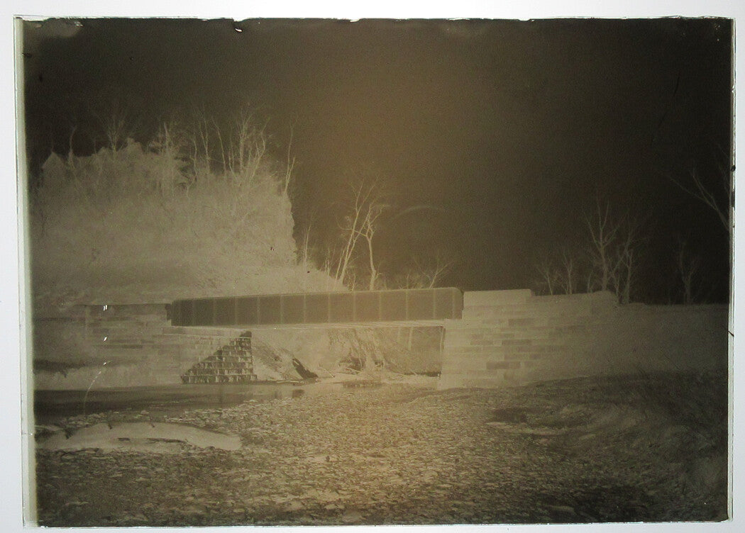 ALLEGHENY COUNTY, PA. BRIDGE AND STREAM. 5 X 7 GLASS PLATE NEGATIVE,CIRCA 1910s.