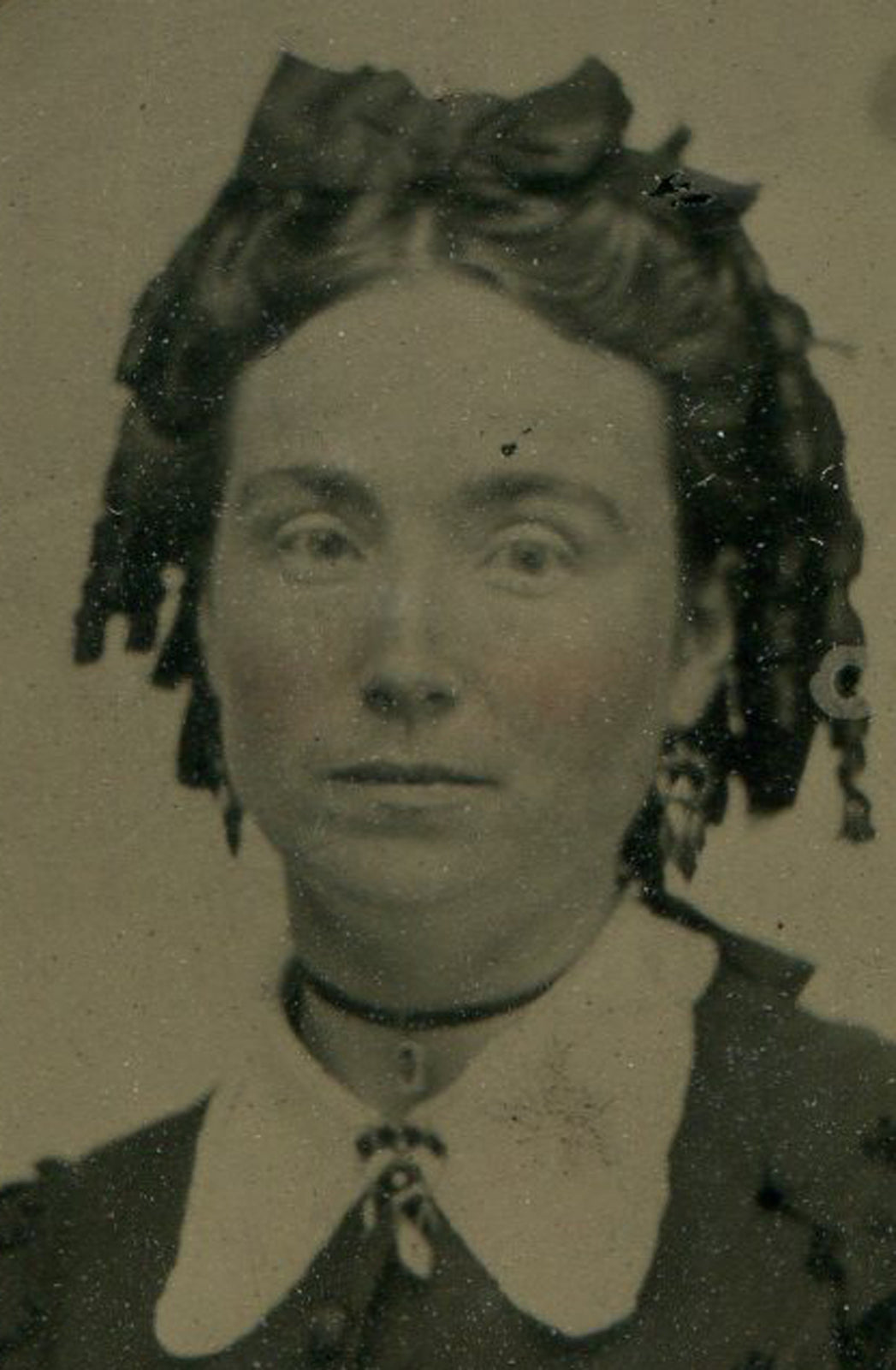 Tintype Photograph Woman Portrait - Vintage 19th Century Old Photo in Paper