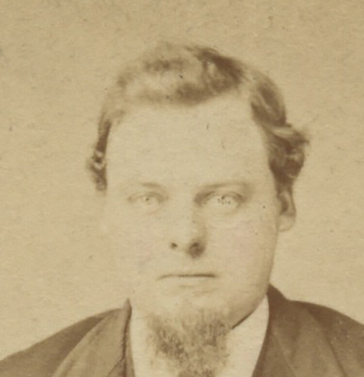 CDV PORTRAIT OF MAN SITTING, CANE + TOP HAT BY SONNENBERG, ALLEGHENY CITY, PA