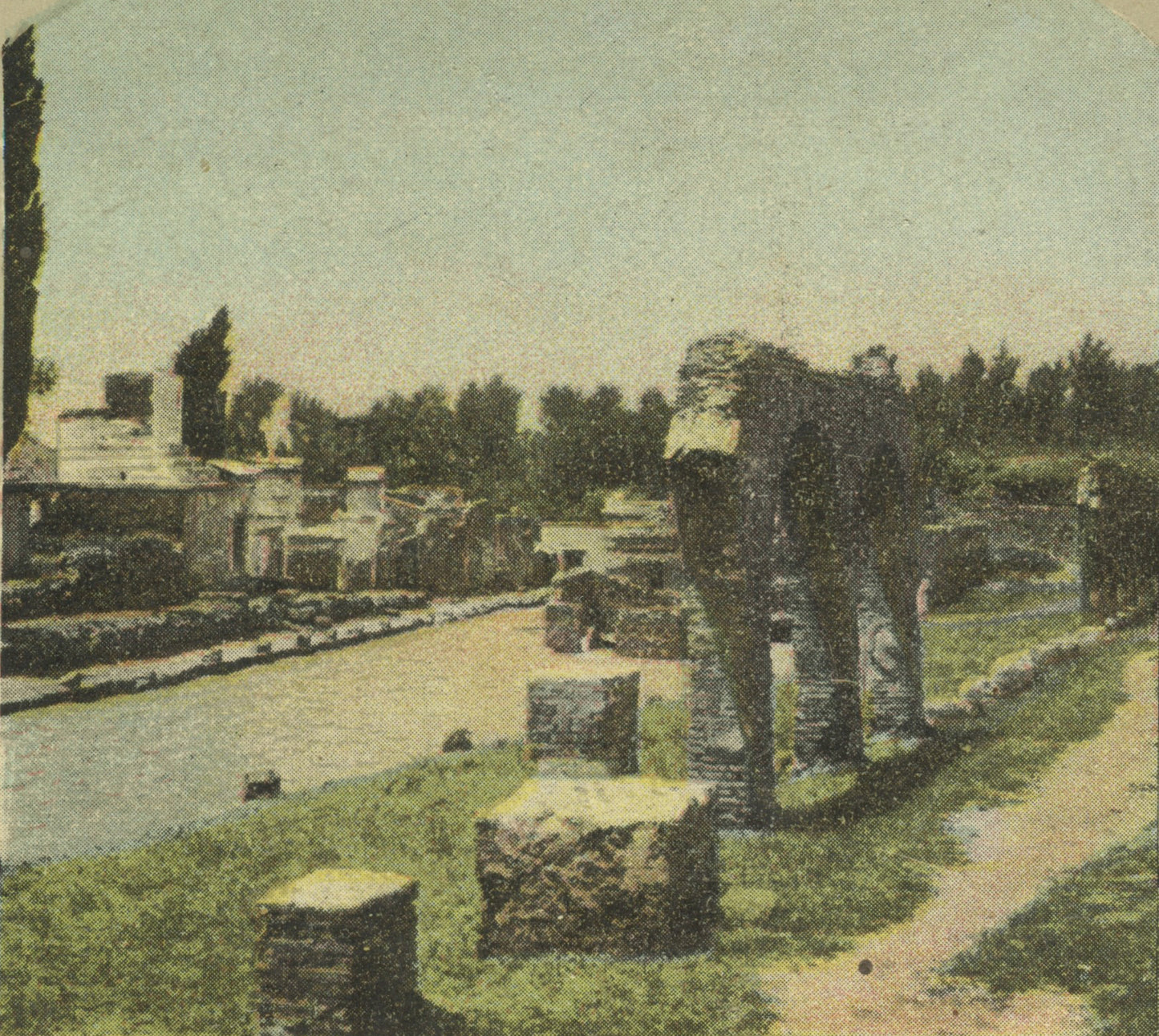 POMPEII, STRUCTURAL RUINS/BLOCKS, VINT PHOTO COLOR