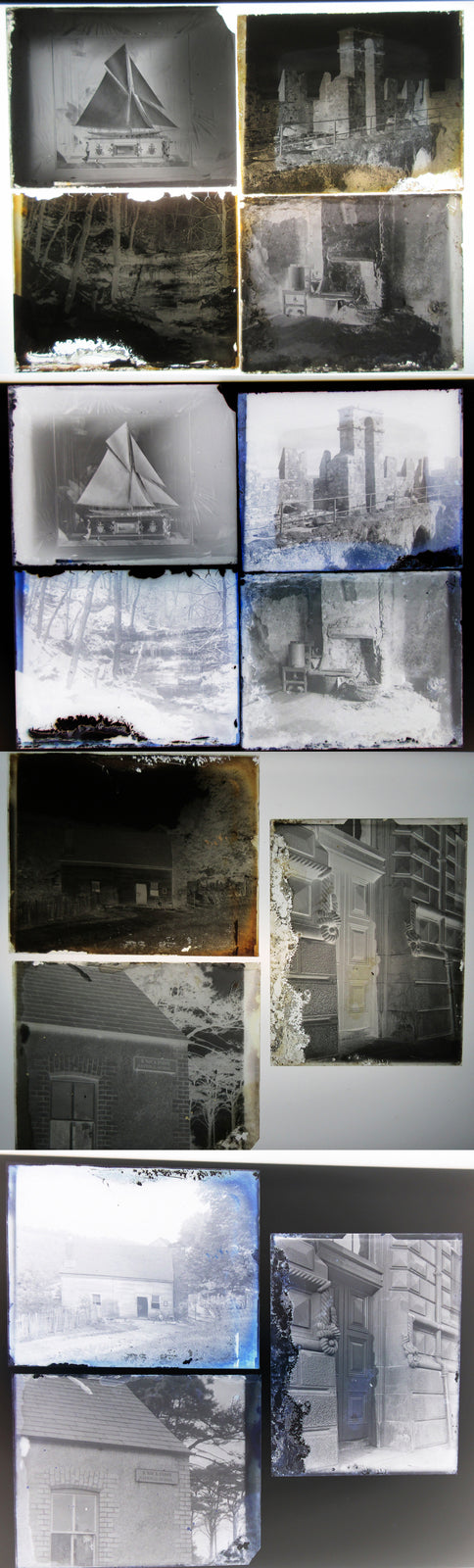 SAIL BOAT, MISC 4 X 5 GLASS PLATE NEGATIVES. 7 SET.