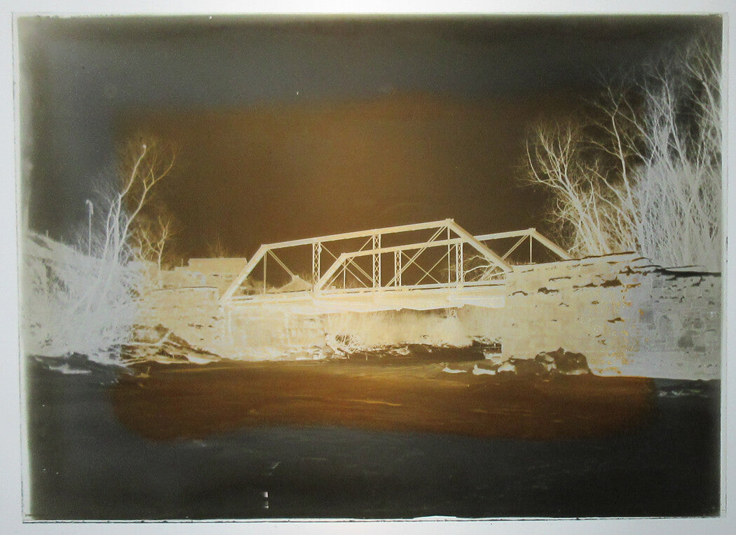 ALLEGHENY COUNTY, PA. BRIDGE AND STREAM. 5 X 7 GLASS PLATE NEGATIVE,CIRCA 1910s.