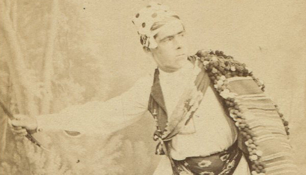 MATADOR DRAMATICALLY POSED WITH CAPE. CDV. MADRID, SPAIN.