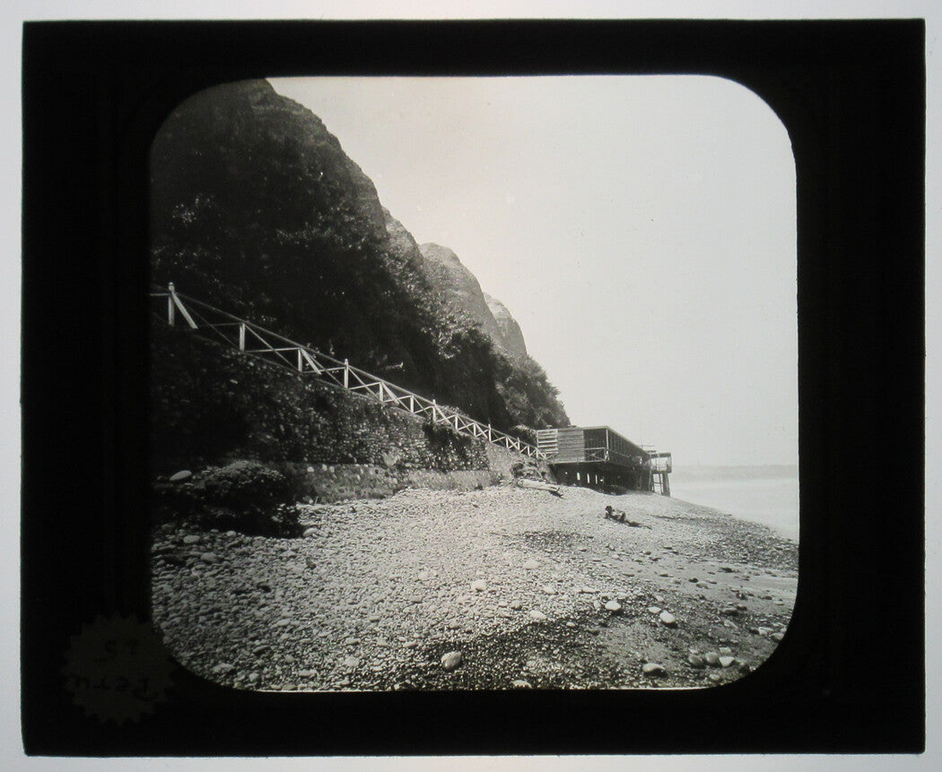 Vintage photo on glass lantern slide Miraflores Baths, Lima, Peru - original 3.25x4in travel image