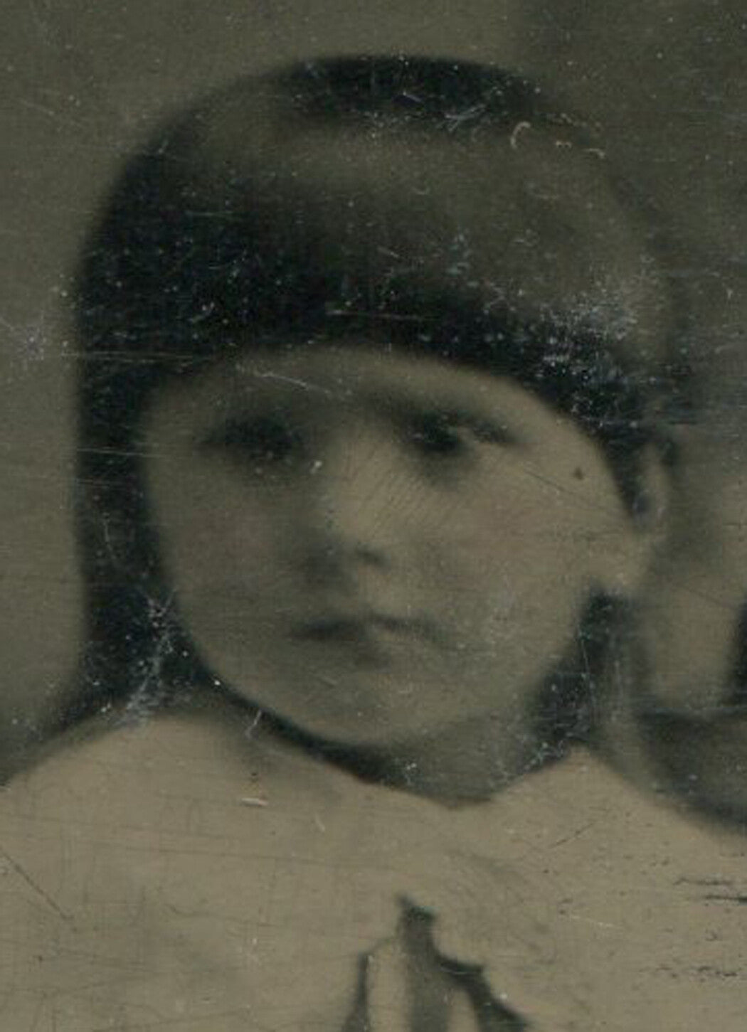 Tintype Vintage Photograph Pretty Dark Haired Little Girl World Domination