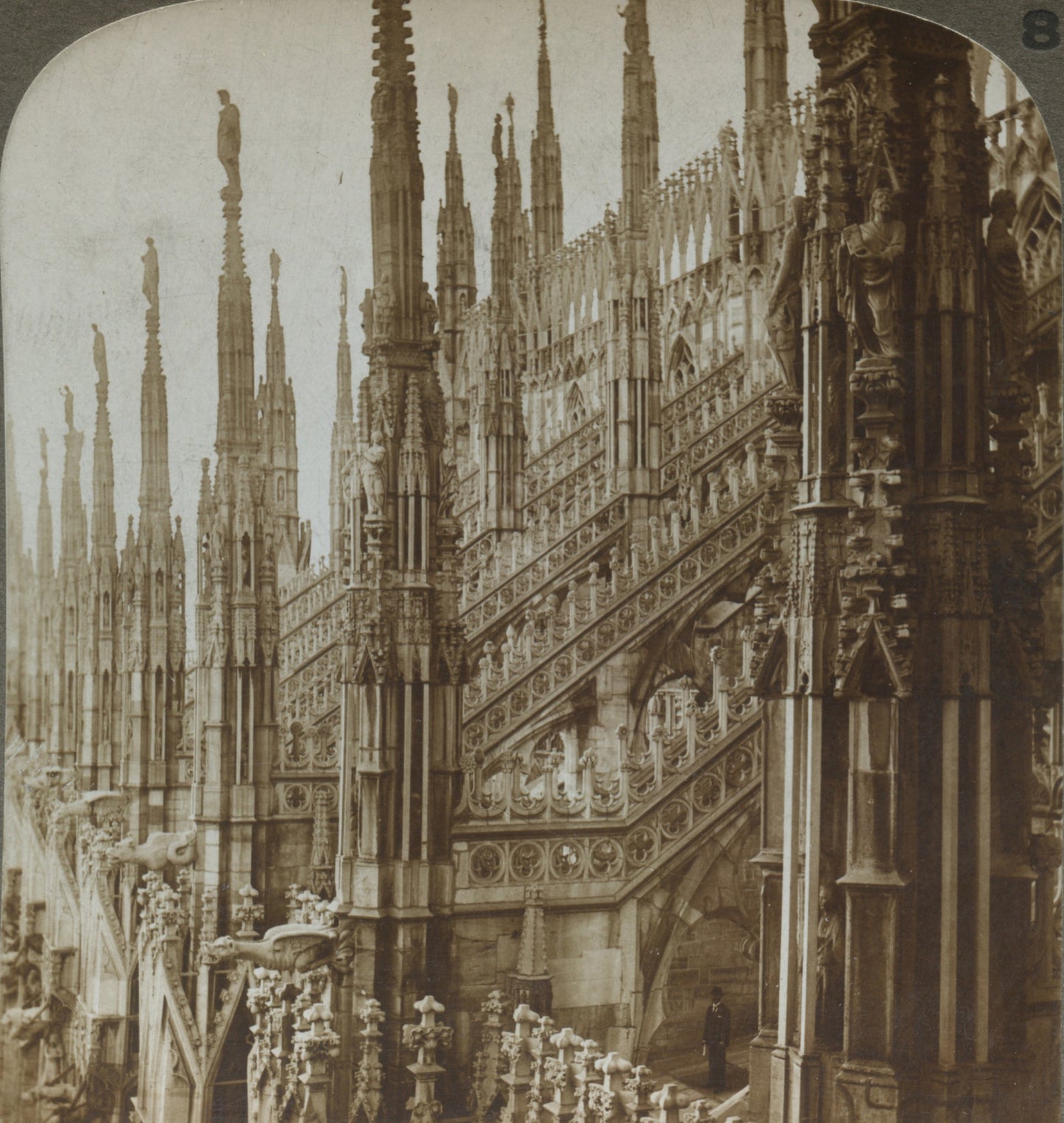 ART + ARCHITECTURE VINT PHOTO, MILAN, ITALY, CHURCH SPIRES CLOSE UP