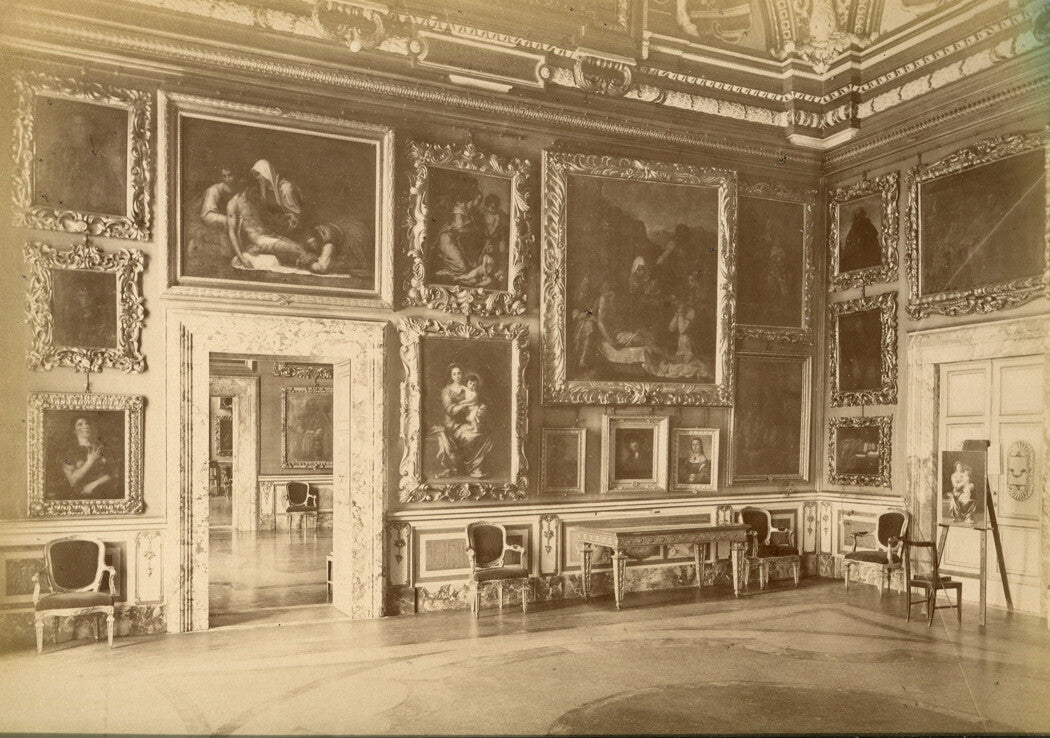 HALL OF APOLLO ART WORK. MOUNTED ALBUMEN, VINTAGE.