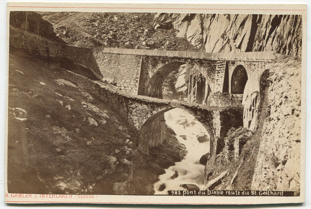 Vintage St Gotthard Pass Cabinet Card Ticino Switzerland Original Photo Wear