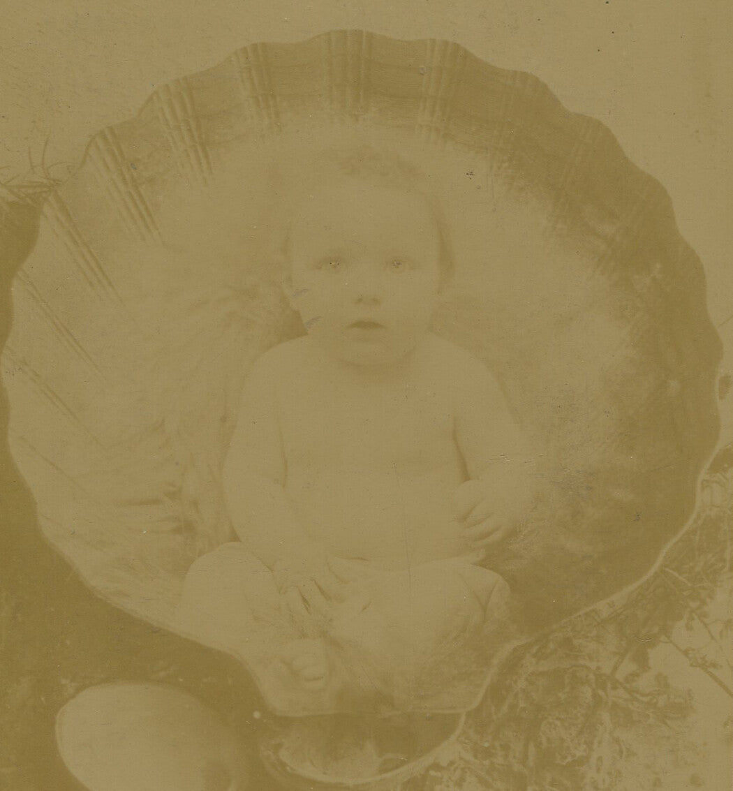 BABY ON A HALF SHELL. CABINET CARD. PITTSBURGH, PA.