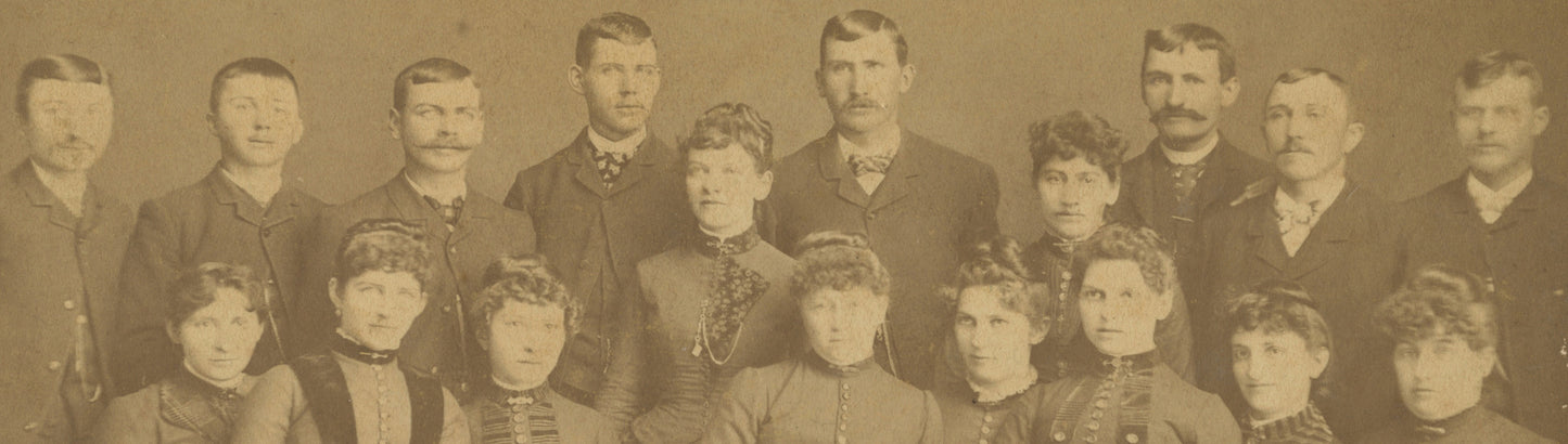 PANORAMA 1870S UNIQUE SIZE, GROUP PHOTO MEN + LADIES