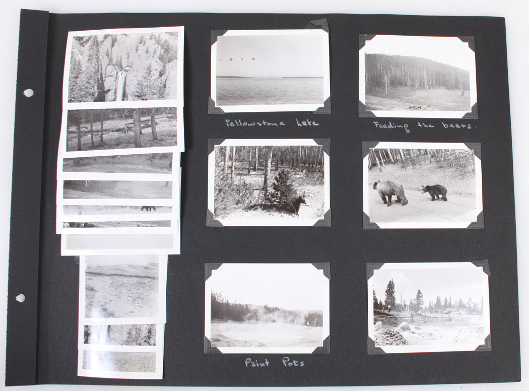 YELLOWSTONE PARK, 1940. COLLECTION, AMATEUR VACATION PHOTOS. WATERFALLS, BEARS.