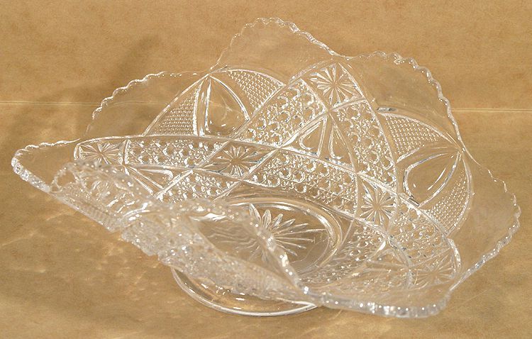Vintage Cut Glass Candy Dish 7in x 4.5in x 2.75in - Unmarked, Decorative Centerpiece, Sold As Is