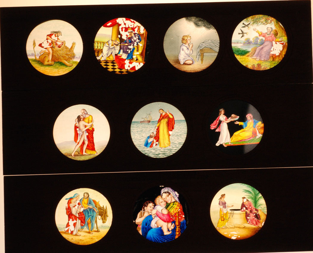Vintage Magic Lantern Slides - Bible Scenes, Large-Format 13.75 x 3.75 in, 3-Set Collectible, Retro Decor