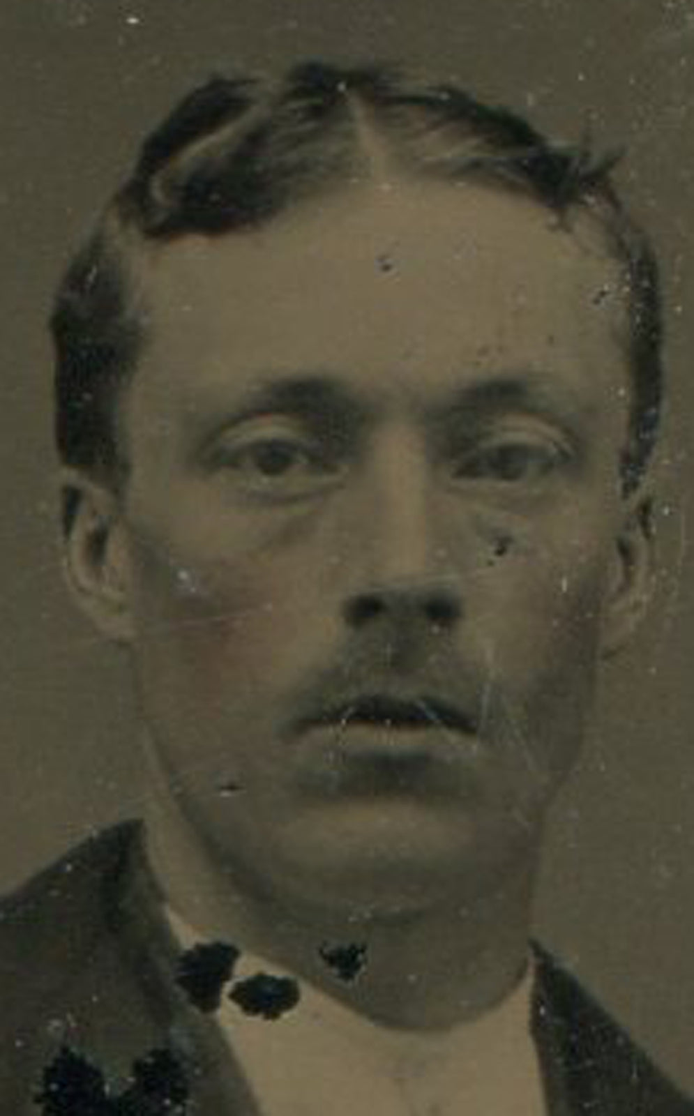 Tintype Photograph: Man Seated in Dark Suit with White Socks, Vintage Item