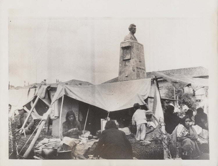 1949 PHOTO OF EVACUEES LIVING IN TENTS IN MAIN SQUARE AFTER EARTHQUAKE - ECUADOR
