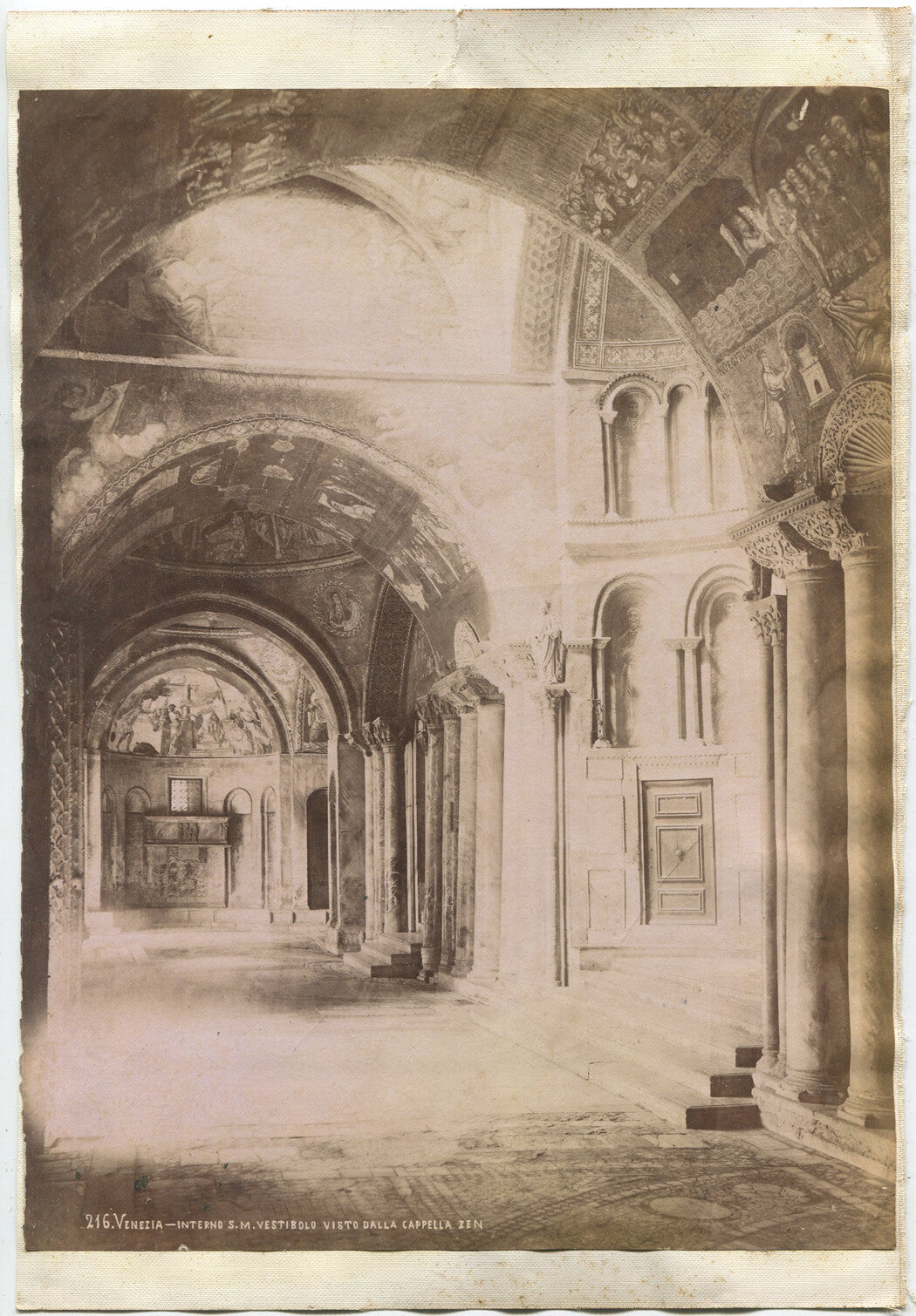 ARCHITECTURAL VIEW, INTERIOR. ZEN CHAPEL VESTIBULE, ST MARKS. 1860 ALBUMEN.