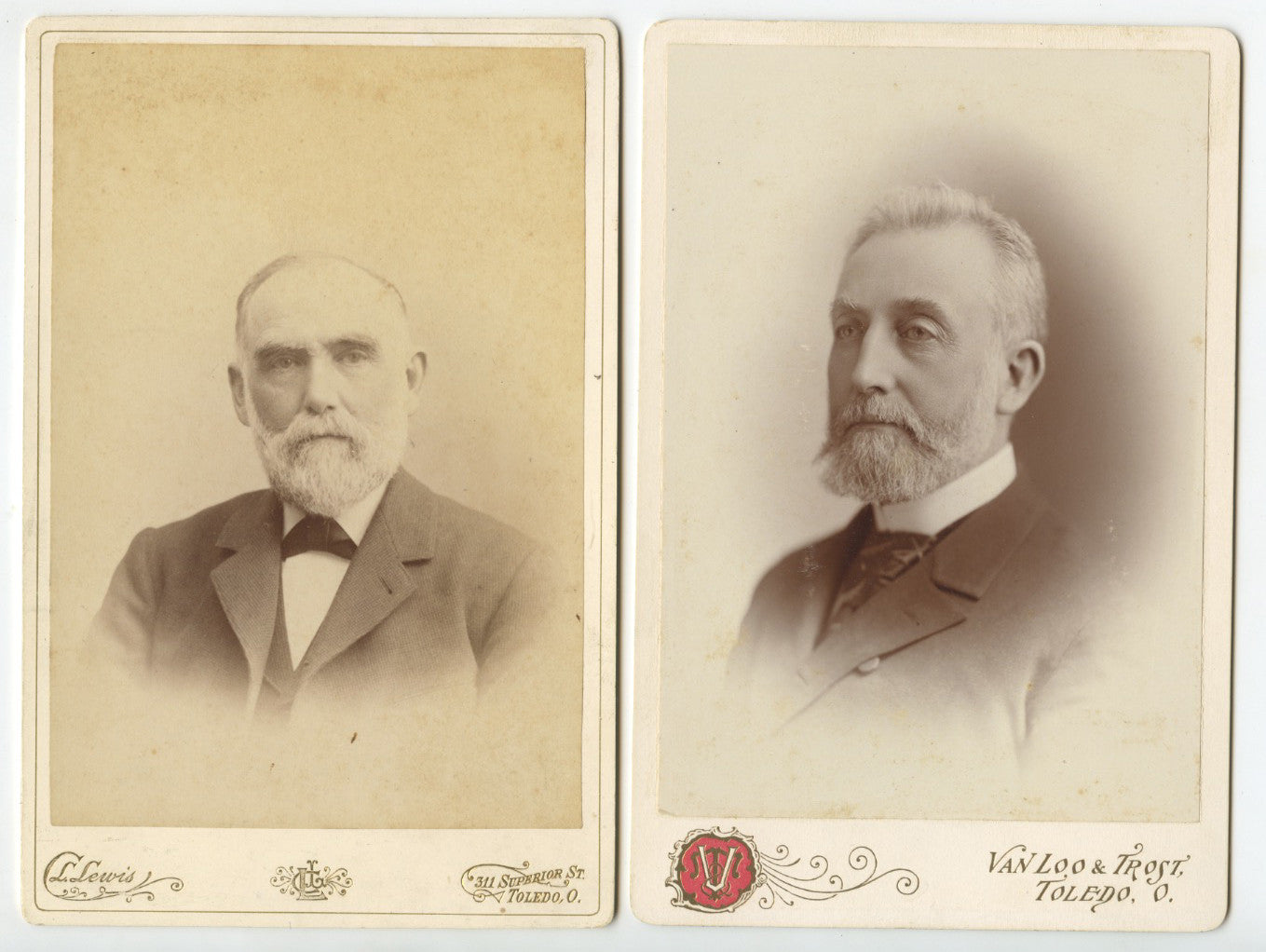 SET OF 3 CAB CARDS PORTRAITS OF MEN FROM TOLEDO, OH, 1 IDED, GRAPHIC BACKS