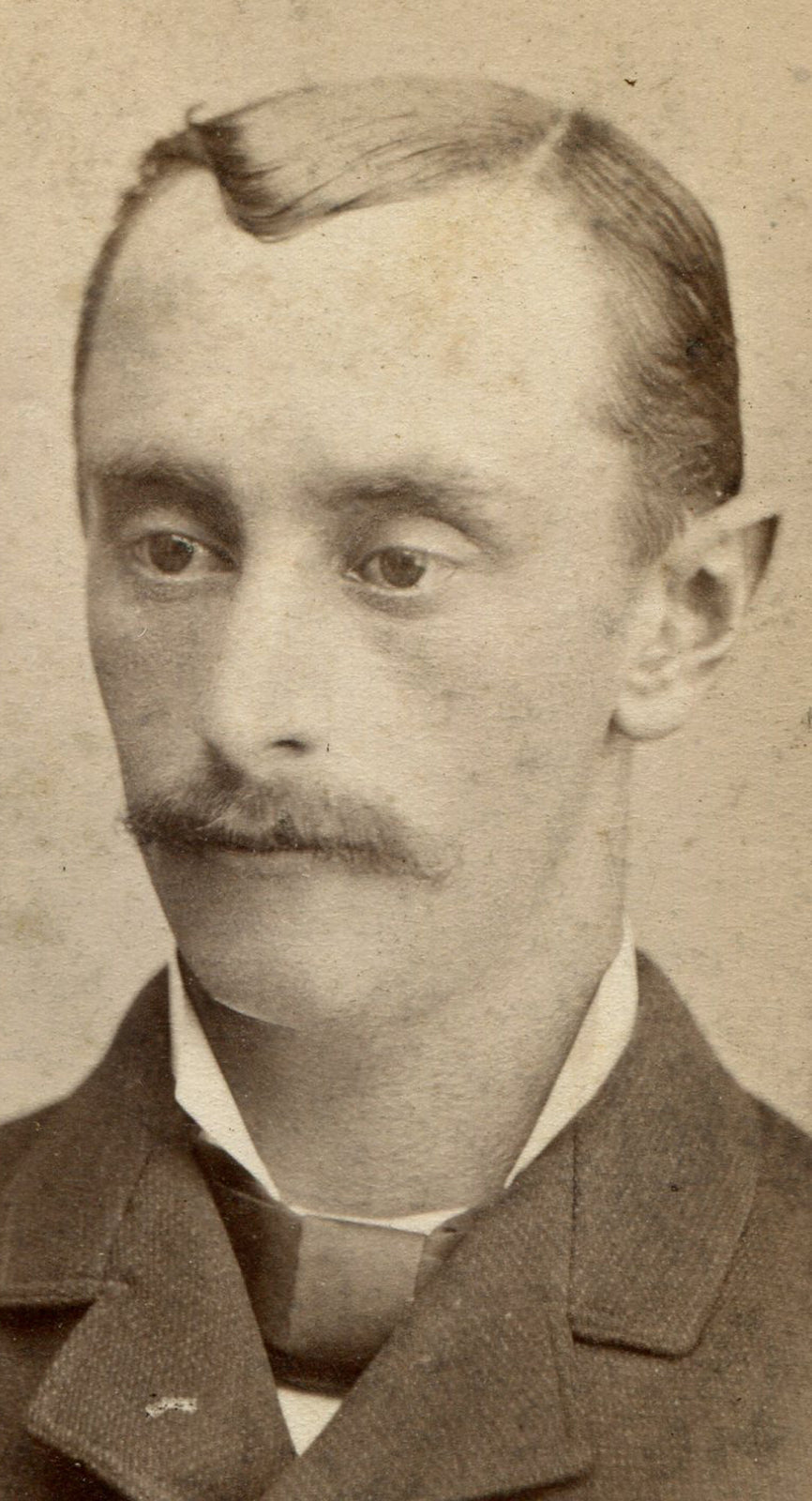 SAD MAN STARES INTO DISTANCE. CDV. NEW HAVEN, CT.