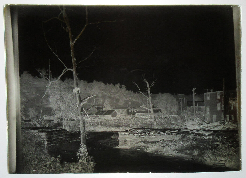 ALLEGHENY COUNTY, PA. BRIDGE AND STREAM. 5 X 7 GLASS PLATE NEGATIVE,CIRCA 1910s.