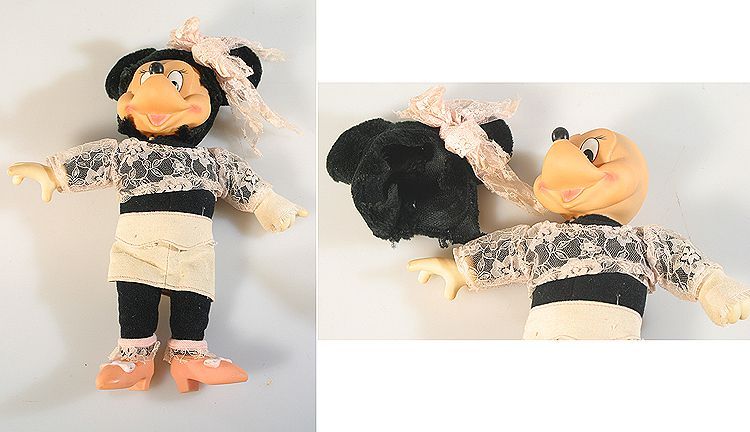 Vintage Disney Totally Minnie Mouse 11-Inch Applause Plush - Hair/Ear Detached, Missing Glove