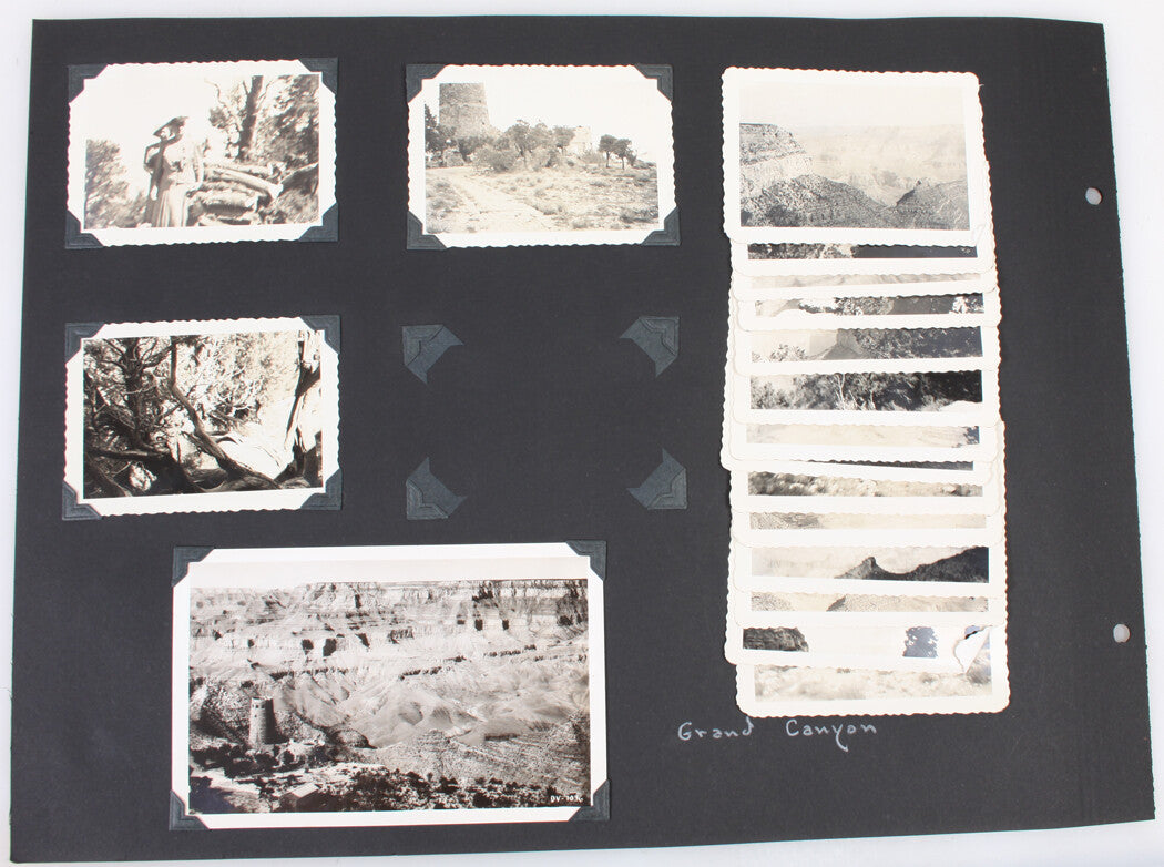 Vintage Grand Canyon, Michigan Amateur Vacation Photos, 1940 -- 43 Black & White Prints on Album Pages