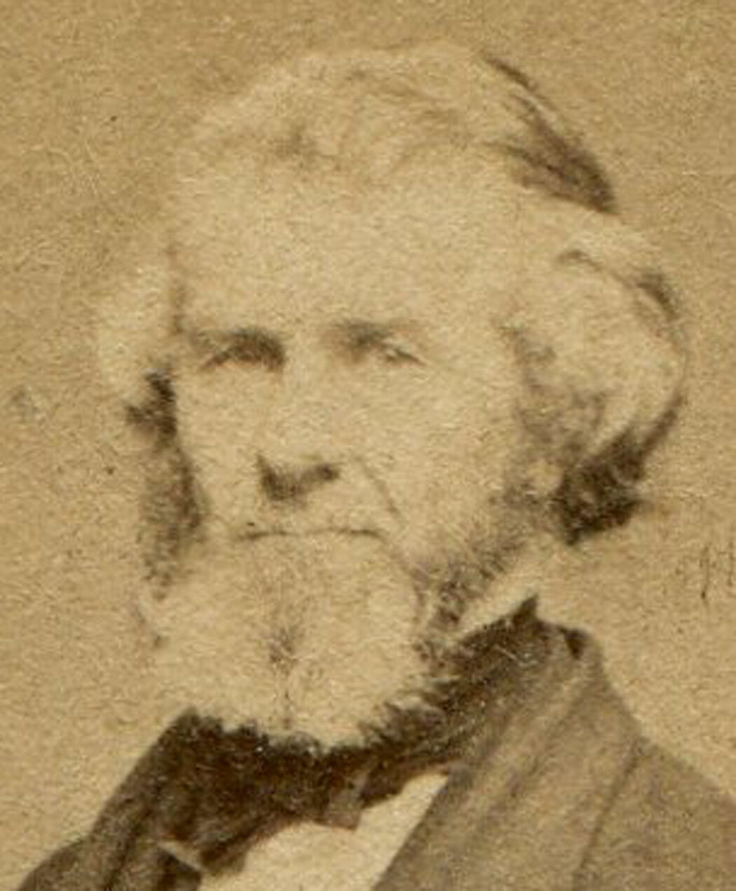 HANDSOME MAN WITH WHITE HAIR AND BEARD, OVER SIZED COAT. CDV.