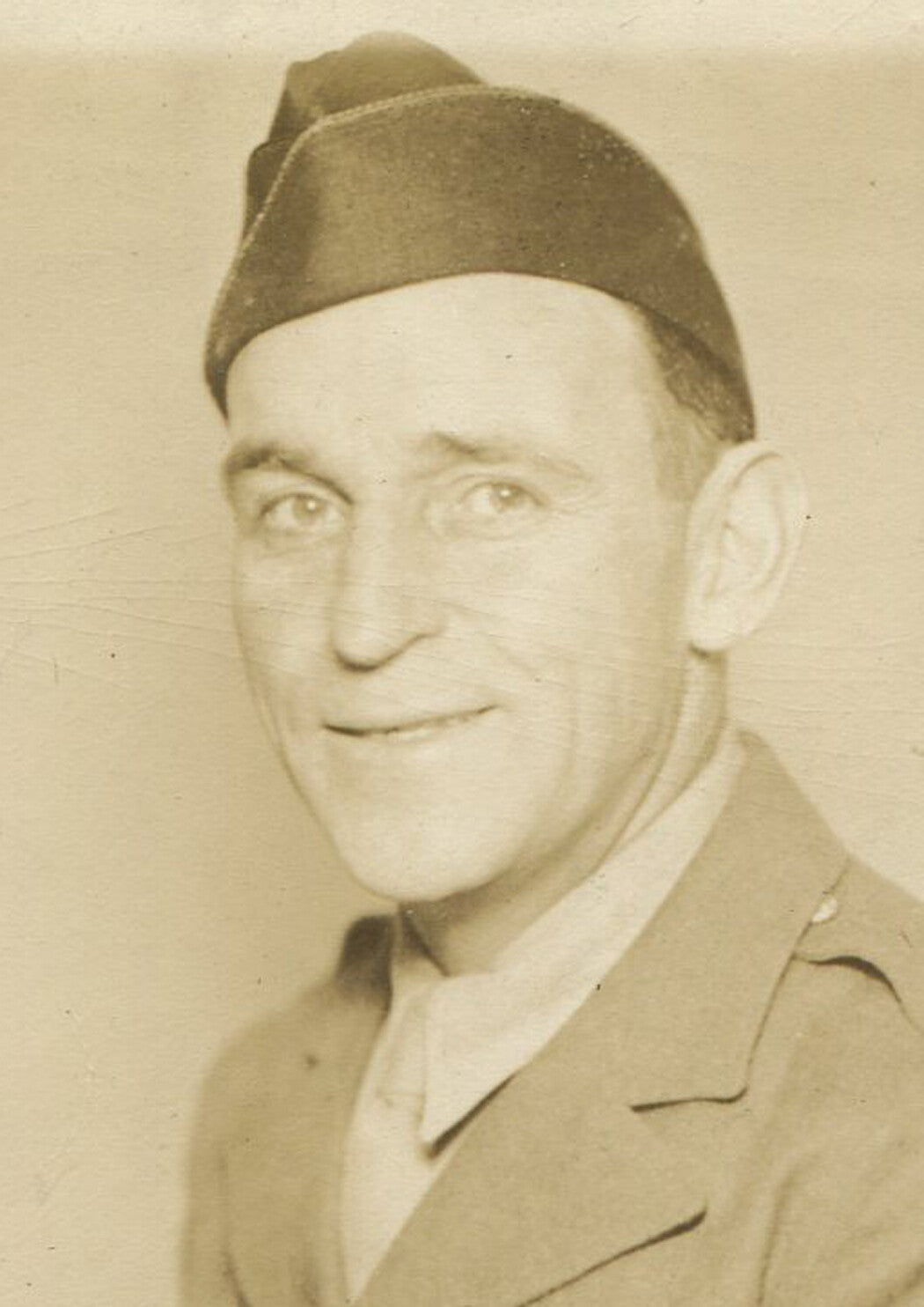 Vintage U.S. Soldier in Uniform Photograph, 1930s–40s, Black & White, Toned, 3.5 x 6 in, Authentic Military Portrait
