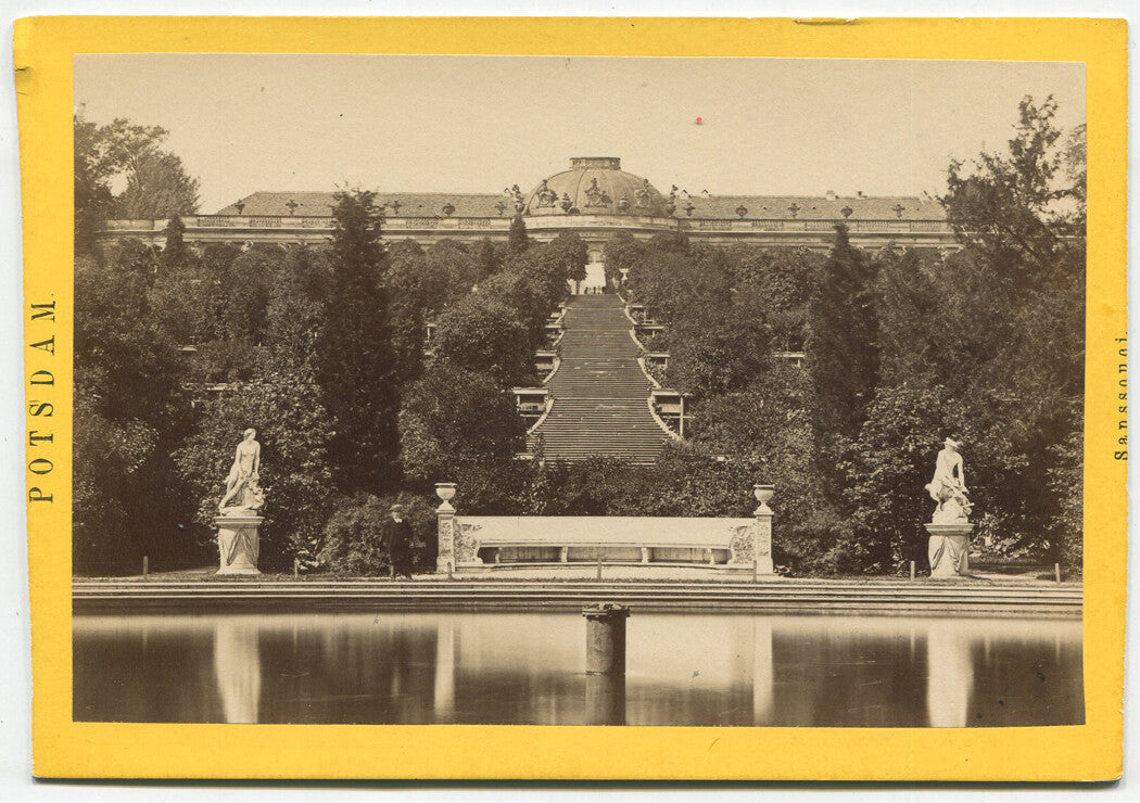 Vintage Palace Sanssouci, Potsdam Germany Cabinet Card Photo - Original Photo with Wear