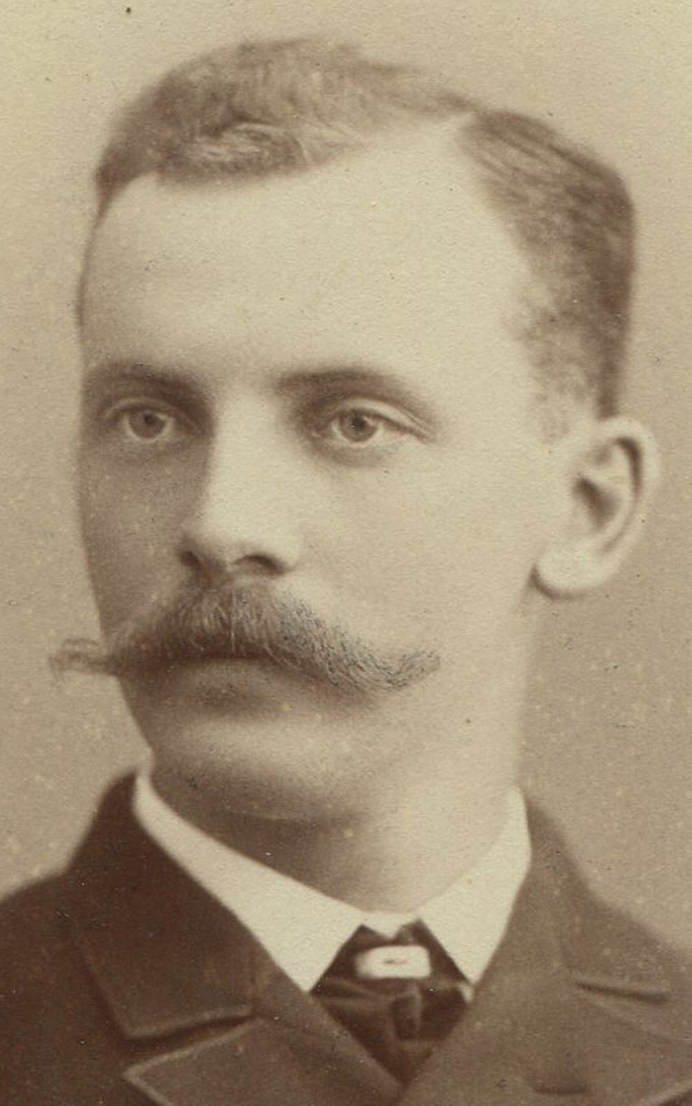 Vintage Cabinet Card Photo: Man with Frizzy Hair and Mustache, Waterbury CT Portrait