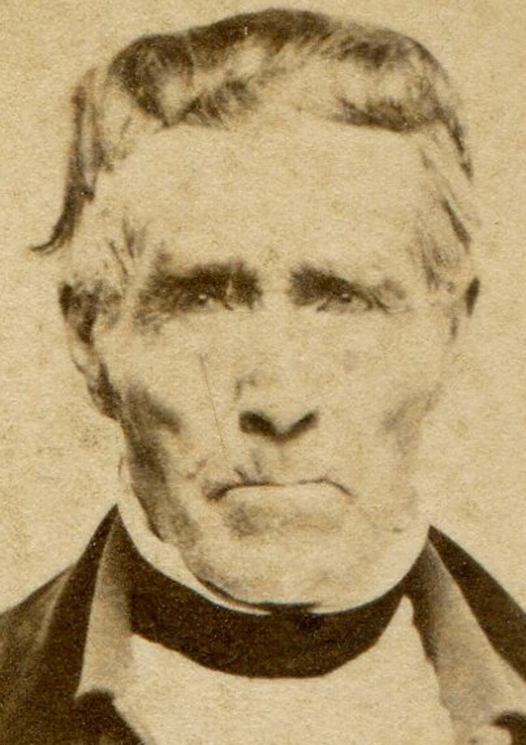OLD GNARLY LOOKING MAN IN OVAL PRINTED FRAME. CDV.