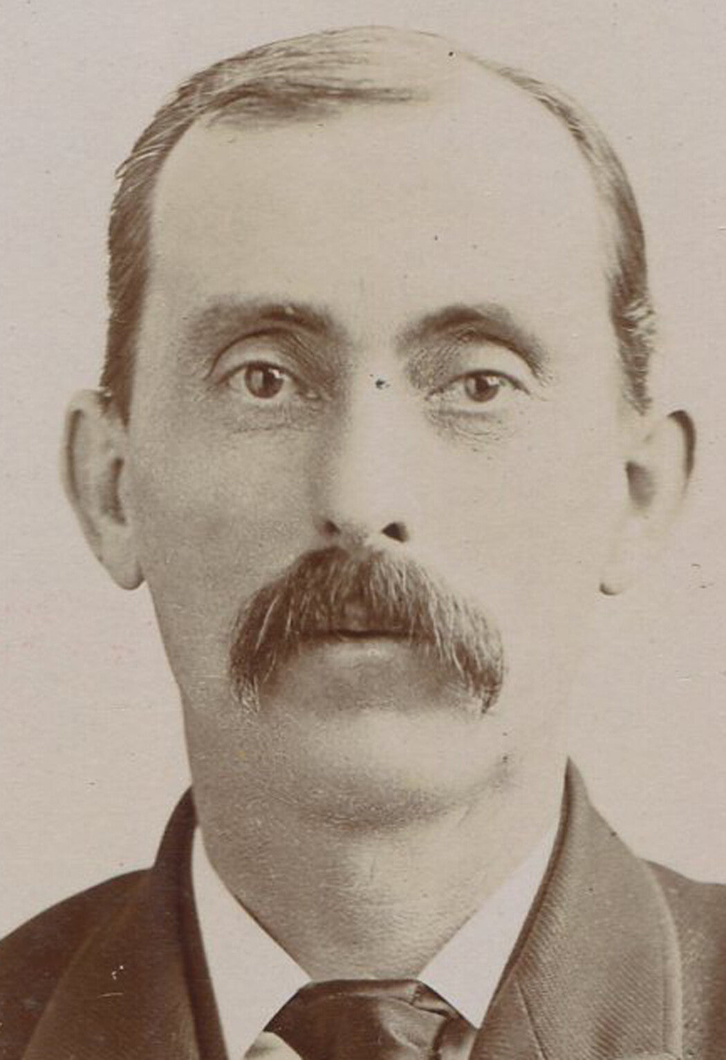 NONDESCRIPT MAN WITH THICK MUSTACHE. CABINET CARD. PORTLAND, ME.