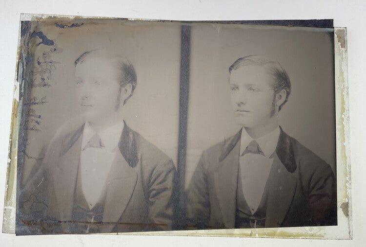 4X6.5 STEREO PORTRAIT ON GLASS OF YOUNG MAN