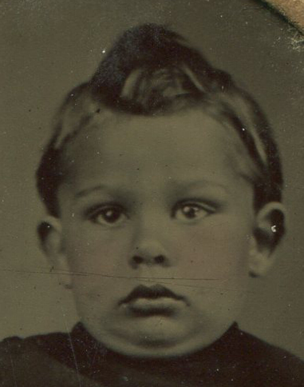 HANDSOME YOUNG JEWISH BOY IN YAMAKA. TINTED TINTYPE IN PERIOD PAPER MAT.