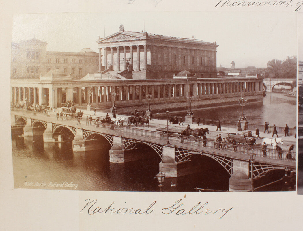 Vintage 8x10 Germany National Gallery Exterior with Bridge Traffic Photo Print - Cityscape Travel Wall Art
