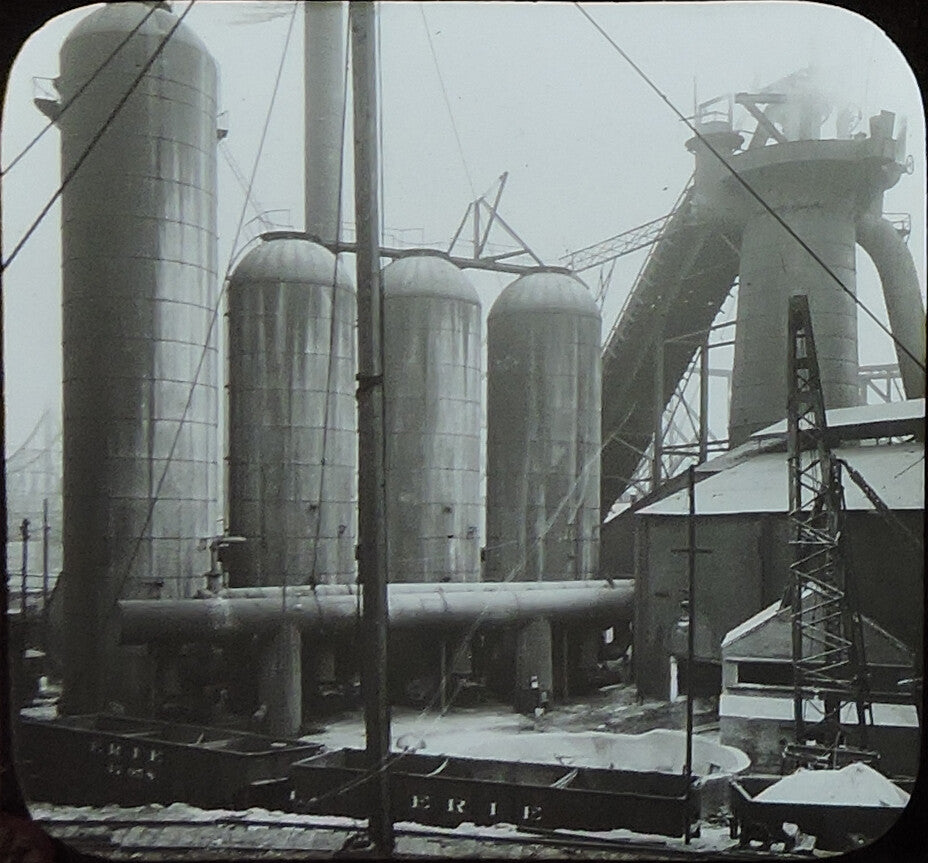 PHOTO ON GLASS PGH STEEL MILL VINTAGE ORIGINAL
