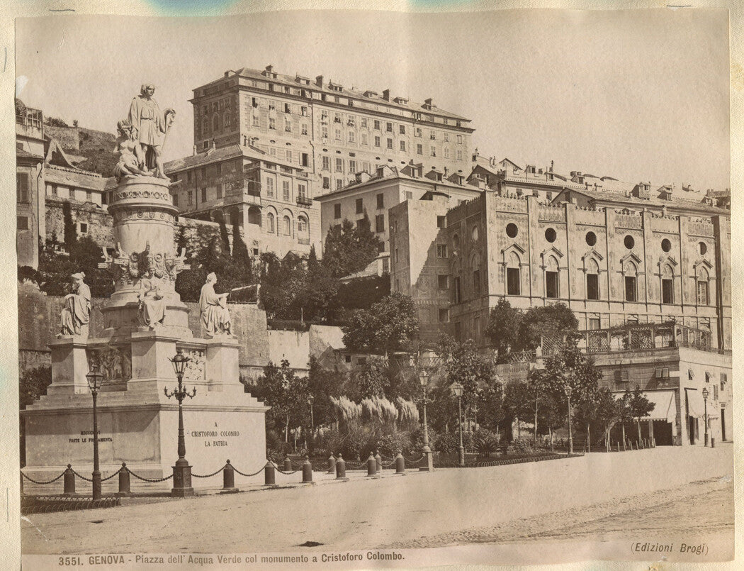 Vintage Genoa Italy Albumen Photo, Approx 4.5x7 to 7.5x9.5 in, Mounting Page 10x14, Original 19th-Century Photograph
