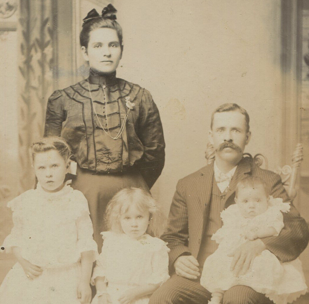 YOUNG COUPLE, RICH IN DAUGHTERS. CABINET CARD. WEBSTER, MASS.
