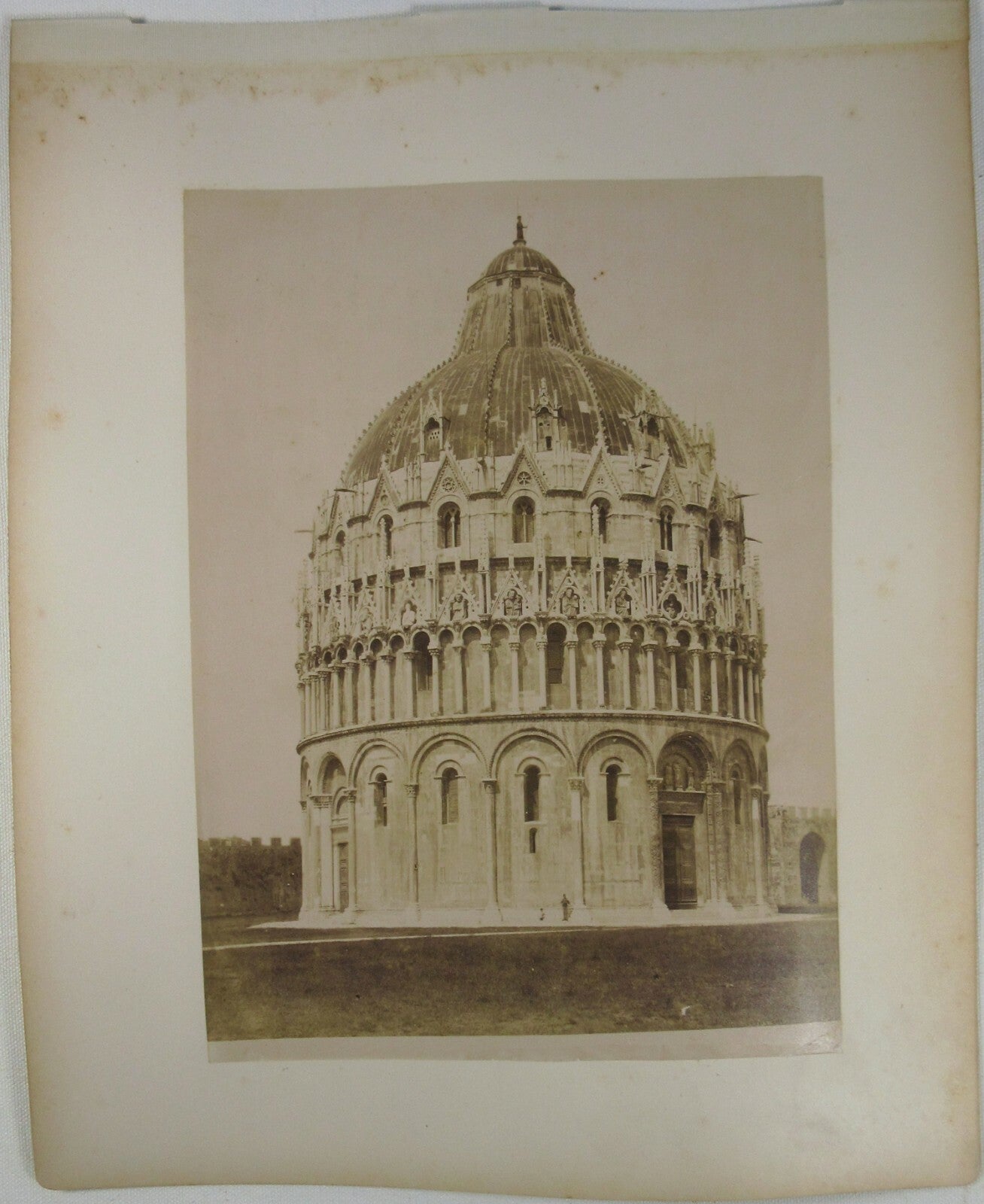 Vintage Roman Architecture Pisa 8x10 Albumen Photo on both sides of 11x13.5 Page, Original, Not a Copy