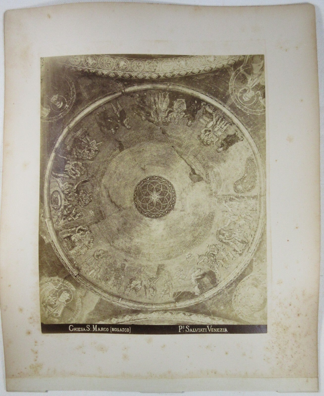 vintage mosaic S. Marco/Chiesa S. Marco Interior Photo, 8x10 Albumen on both sides of 11x13.5 page, authentic