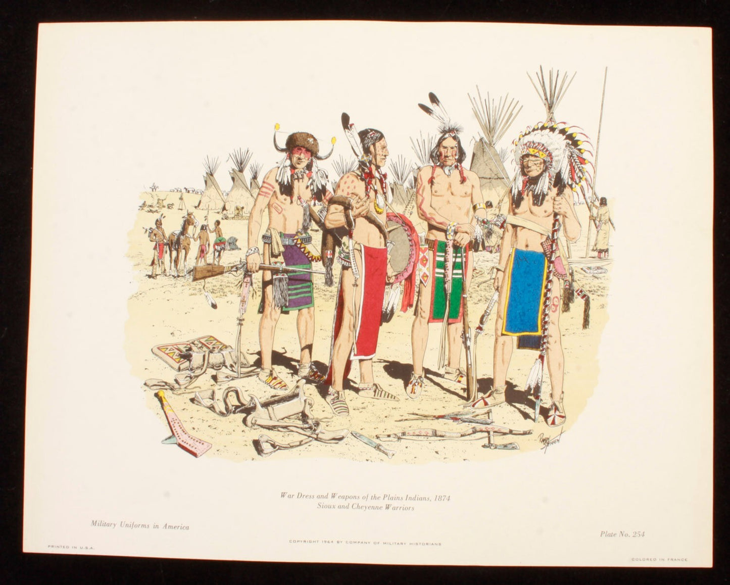 War Dress & Weapons of the Plains Indians 1874 Illustration 11x14