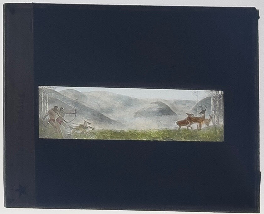Vintage Lantern Slide Indigenous Hunting Party 3.25 x 4 in Collectible
