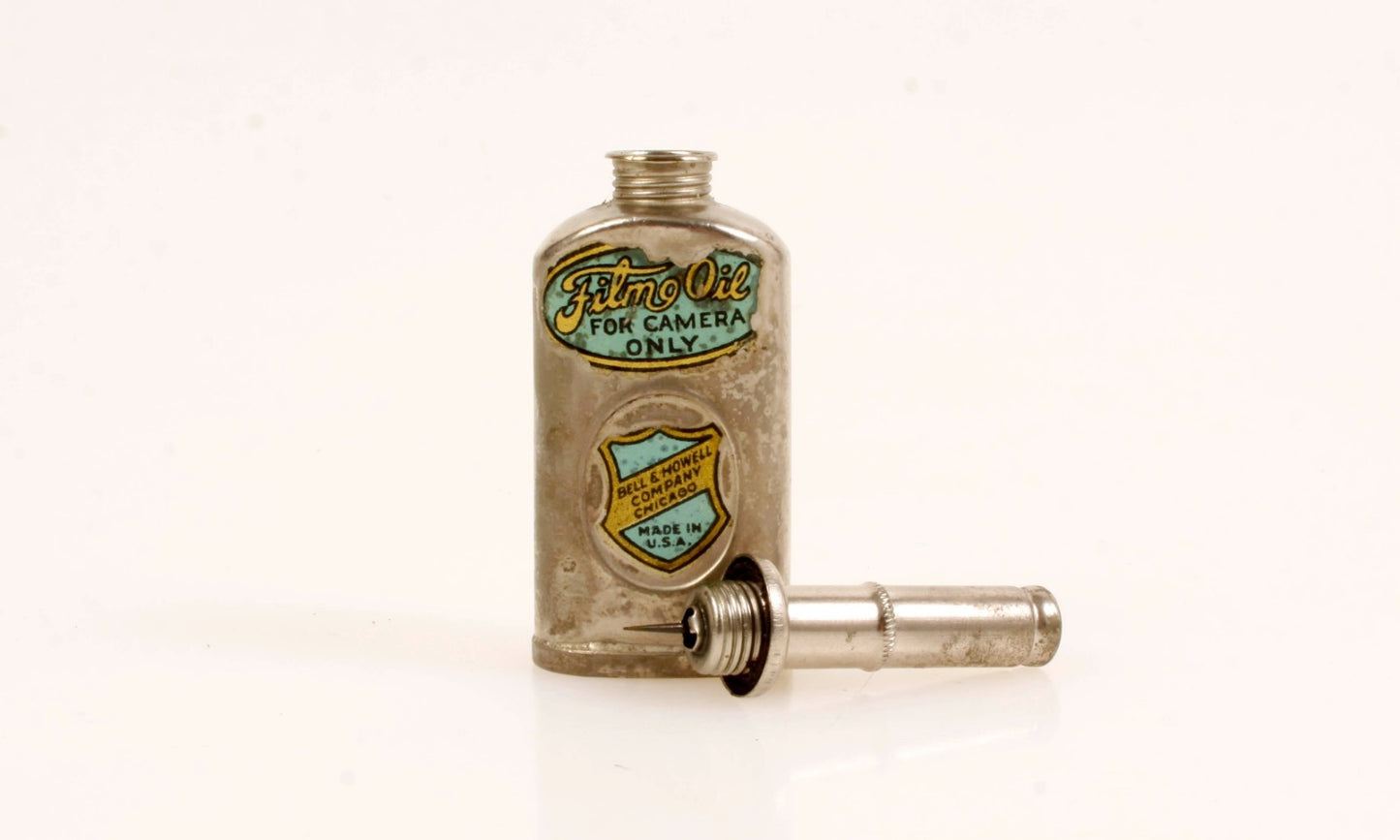 Vintage Motion Picture Oil Can - Antique Camera Lubricant Tin for Film Photography