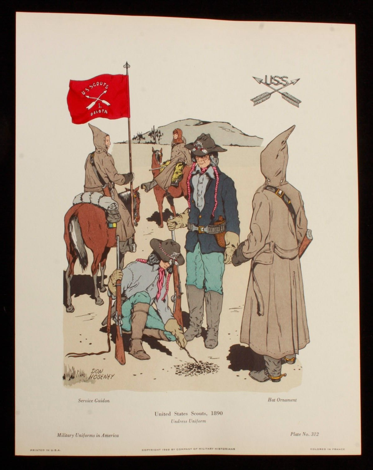 United States Scouts 1890 Illustration 11x14